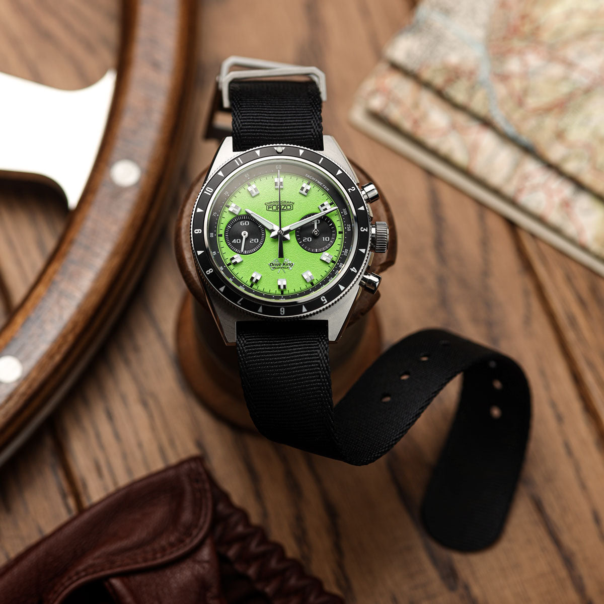 Racing SP Nylon Watch Strap - Green with Racing Stripes - additional image 1